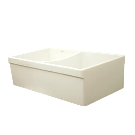 Whitehaus Rvrsbl Dbl Bowl Sink W/ 2 Lip On One Side And 2-1/2 Lip On The Opposit WHQDB532-BISCUIT